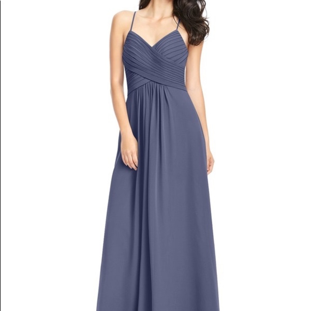 Azazie Haleigh Bridesmaid dress in Stormy color